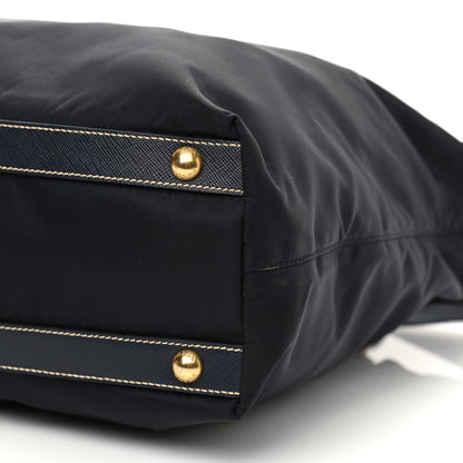 Prada Tessuto Nylon Saffiano Tote Navy 9 of 9