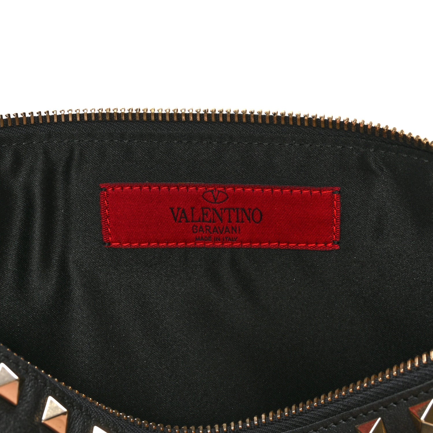 Valentino Garavani Pebbled Calfskin Large Rockstud Zip Pouch Black 6 of 10