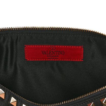 Valentino Garavani Pebbled Calfskin Large Rockstud Zip Pouch Black 6 of 10
