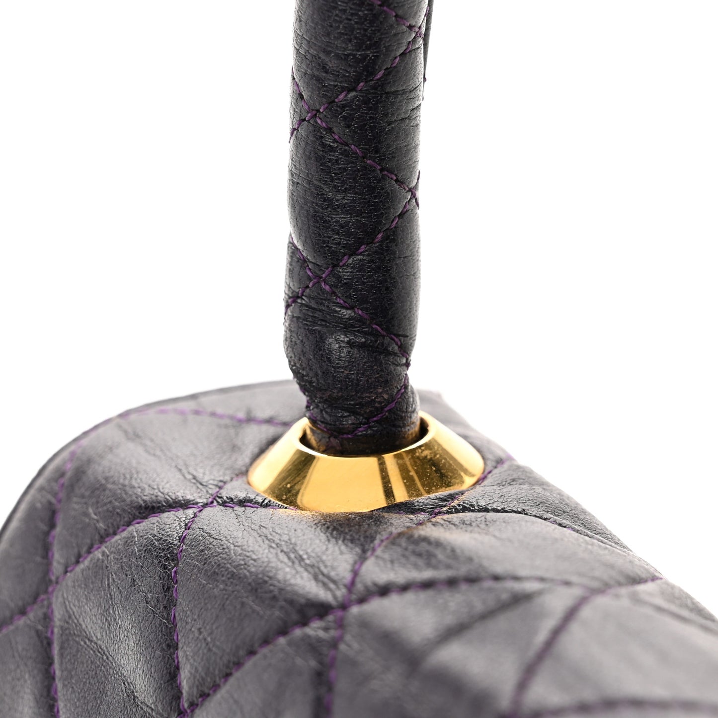 Lambskin Quilted Medium Kelly Flap Purple