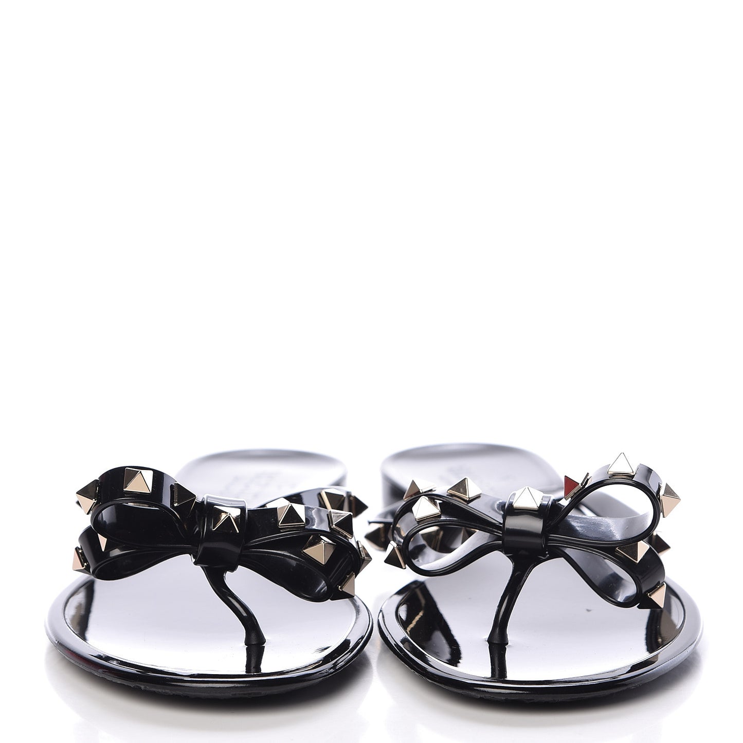 PVC Jelly Rockstud Bow Thong Sandals 41 Black