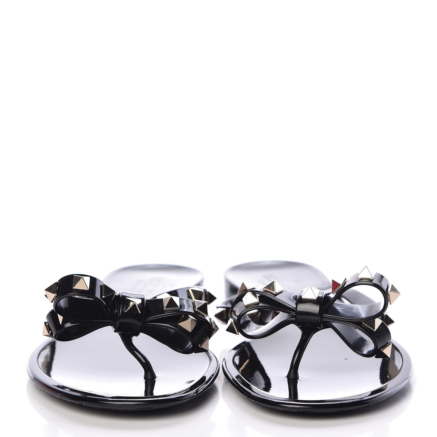 Valentino Garavani PVC Jelly Rockstud Bow Thong Sandals 41 Black 2 of 10