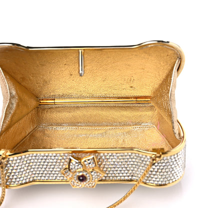 Judith Leiber Swarovski Crystal Minaudiere Clutch Gold Silver 6 of 13