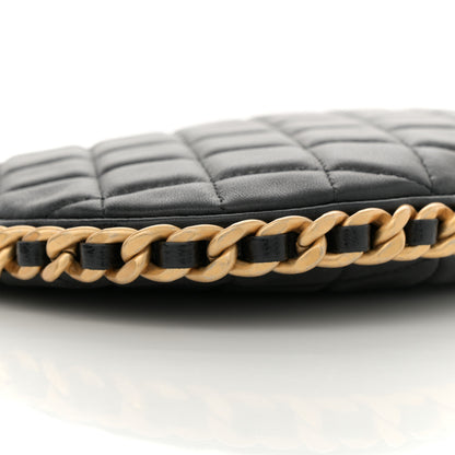 Chanel Shiny Crumpled Lambskin Quilted Large Trendy Chain Around Hobo Black 9 of 10