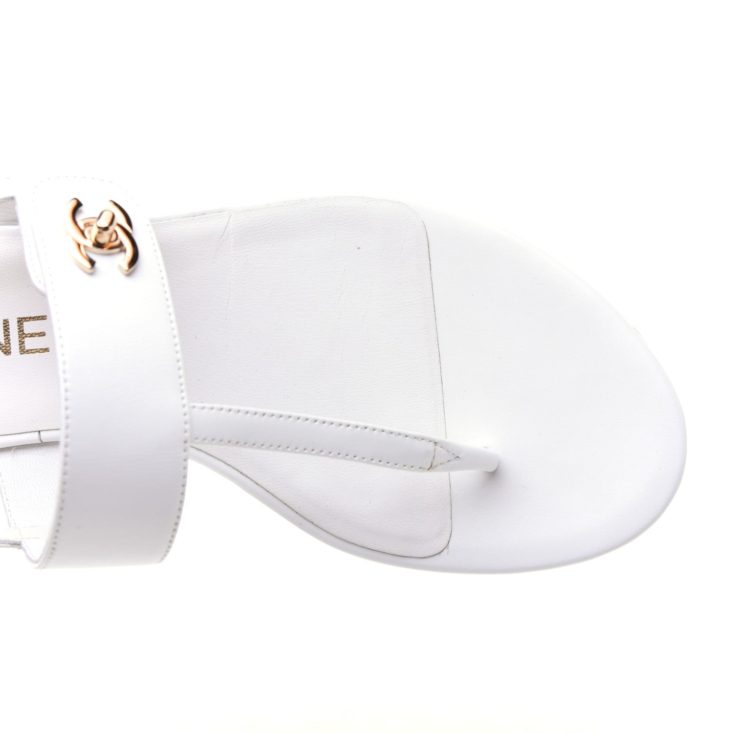 Chanel Lambskin CC Thong Sandals 37 White 19 of 20