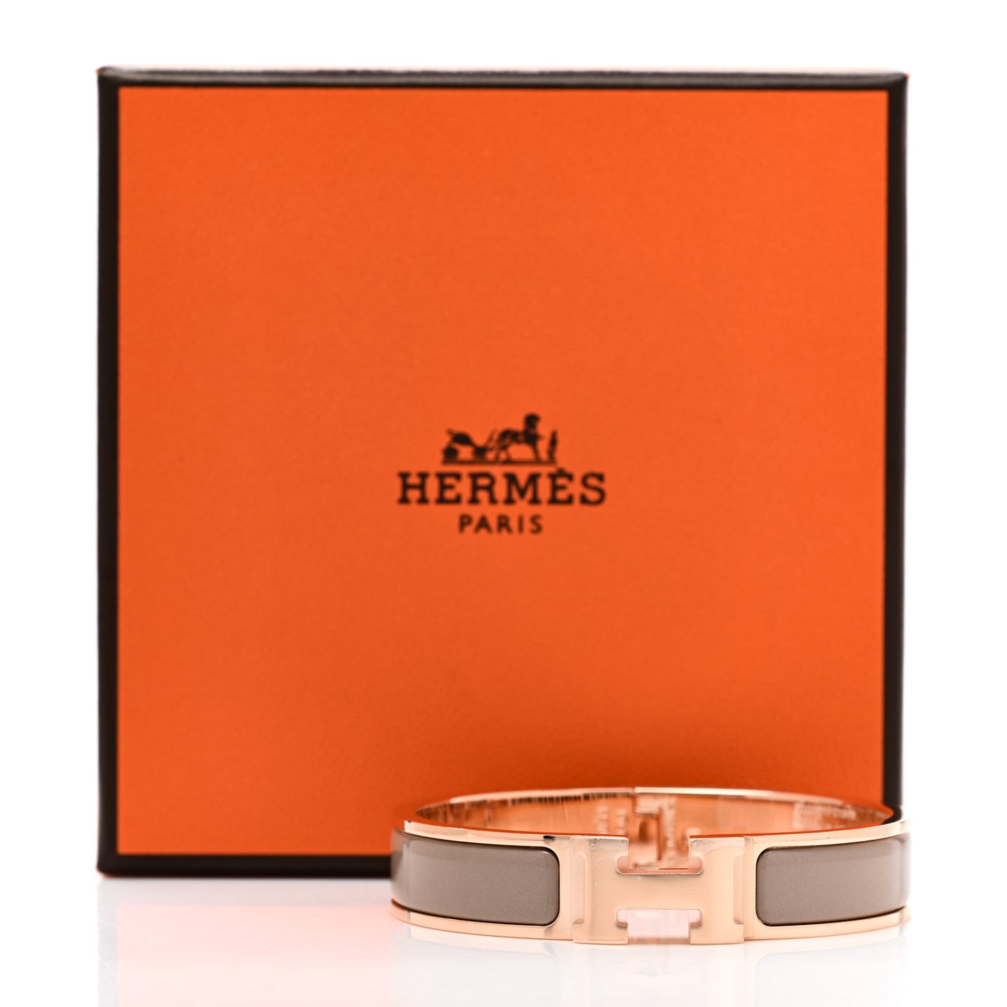 Enamel Narrow Clic Clac H Bracelet PM Marron Glace