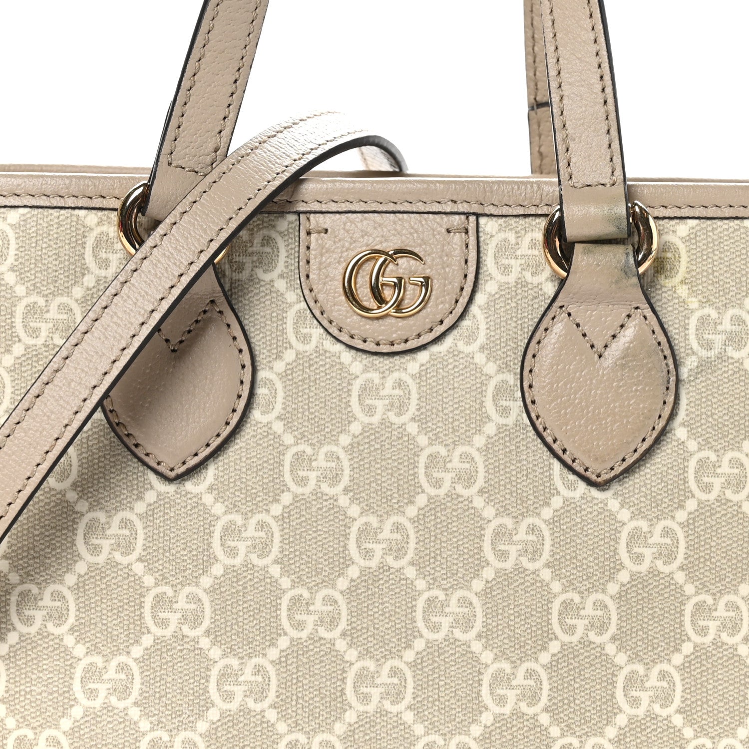 Gucci GG Supreme Monogram Textured Dollar Calfskin Mini Ophidia Shoulder Tote Bag Bag Beige Mystic White Oatmeal 10 of 12