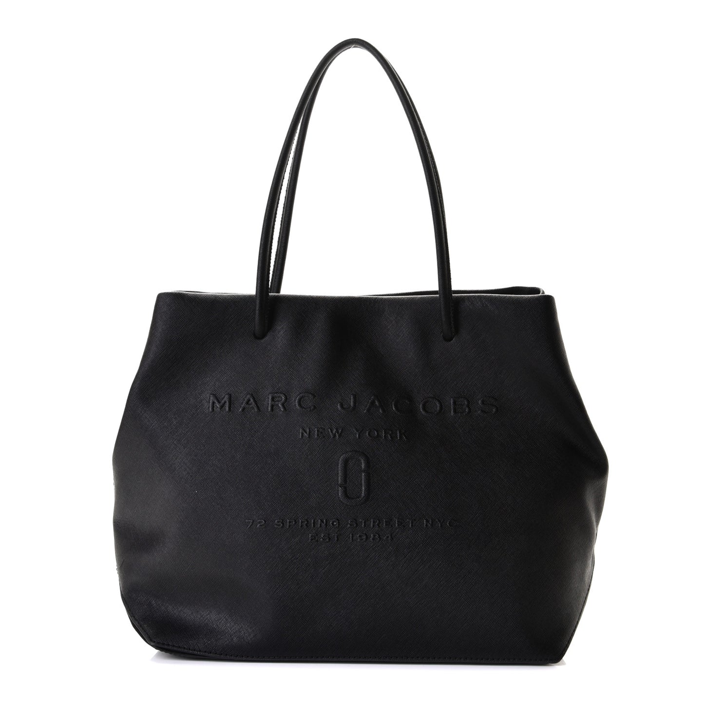 Calfskin Embossed Logo East West Shopper Tote Black