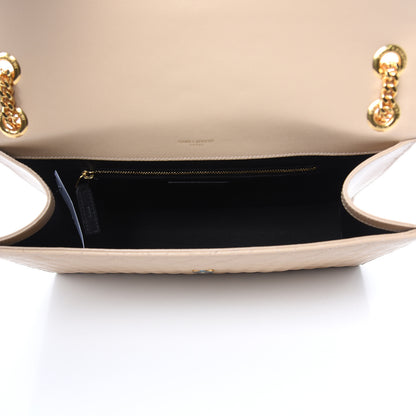 Saint Laurent Grain De Poudre Mixed Matelasse Large Triquilt Monogram Satchel Nude Powder 5 of 11