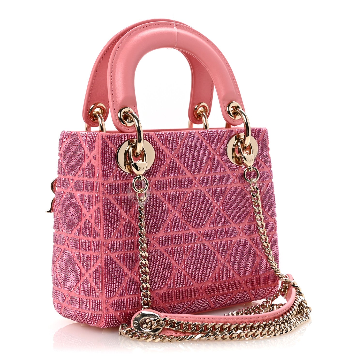 Christian Dior Lambskin Cannage Beaded Embroidered Mini Lady Dior Light Pink 3 of 10