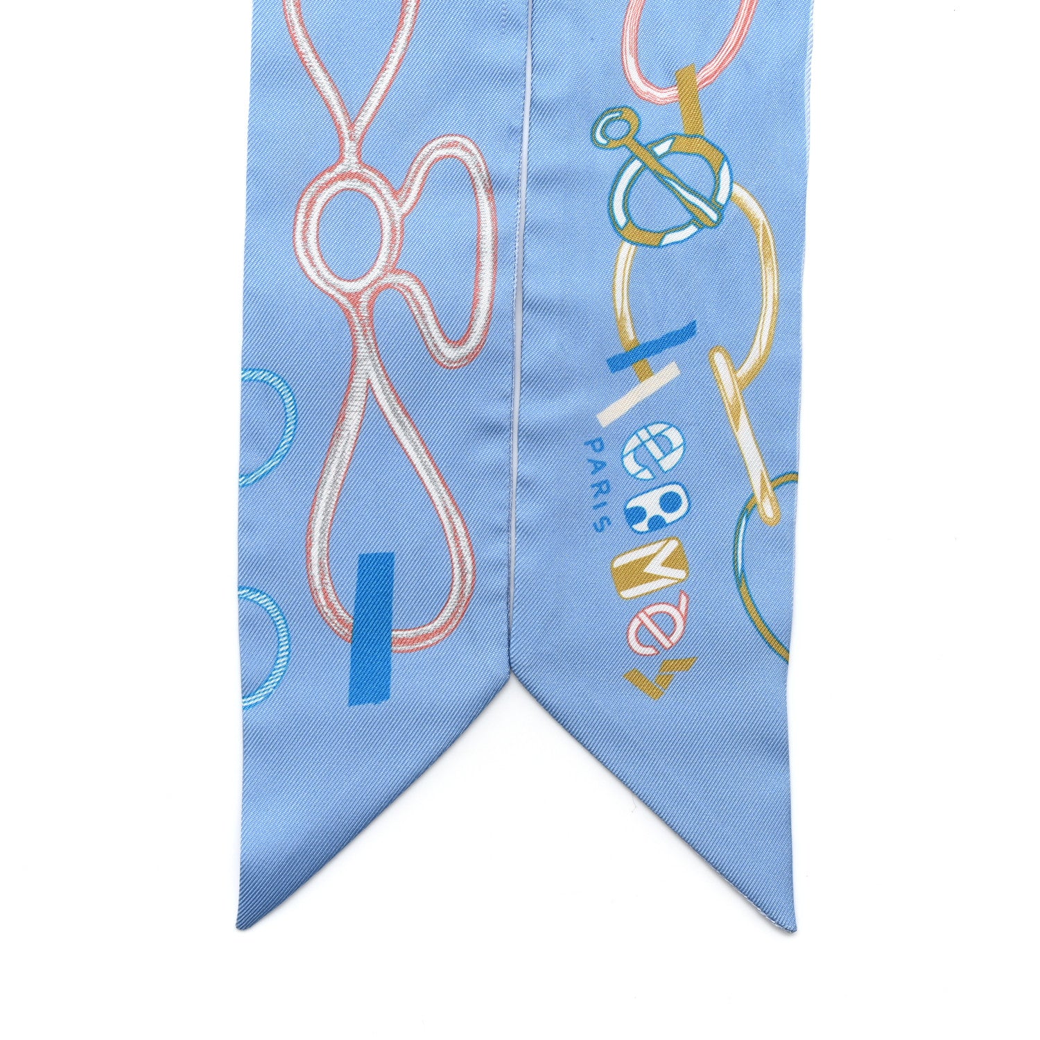 Hermes Silk Do Re Boucles Twilly Bleu Ciel Blue Cob 2 of 6