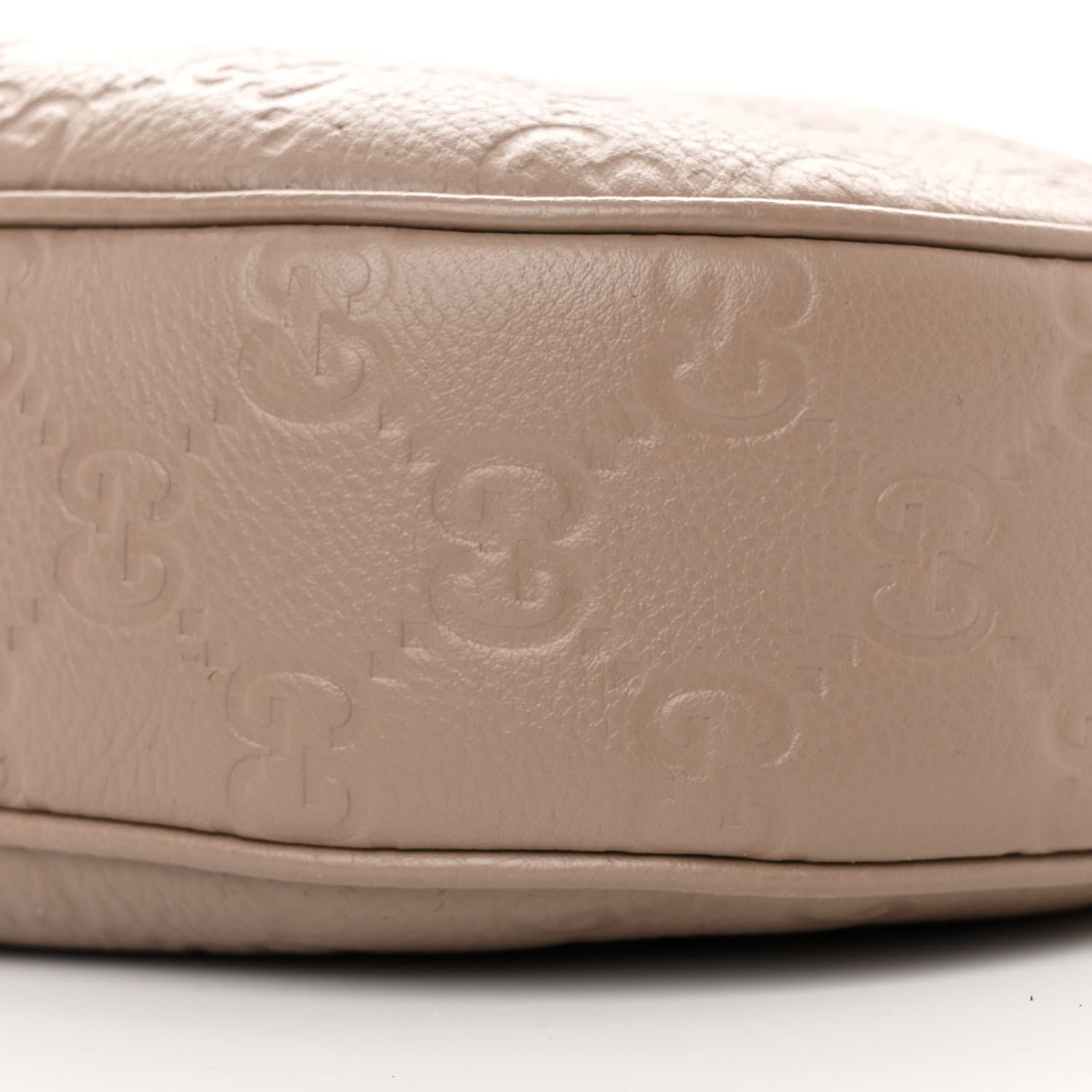 Gucci GG Grainy Calfskin Emblem Large Half Moon Shoulder Bag Taupe 10 of 11