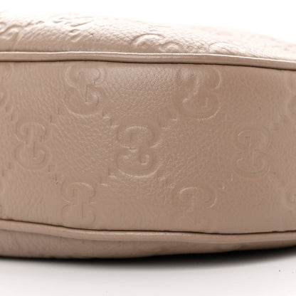 Gucci GG Grainy Calfskin Emblem Large Half Moon Shoulder Bag Taupe 10 of 11