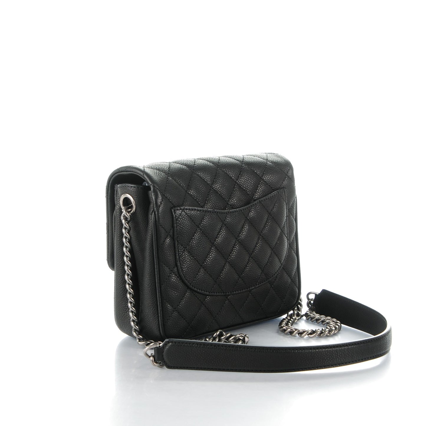Caviar Quilted Small Rock In Rome Flap Black