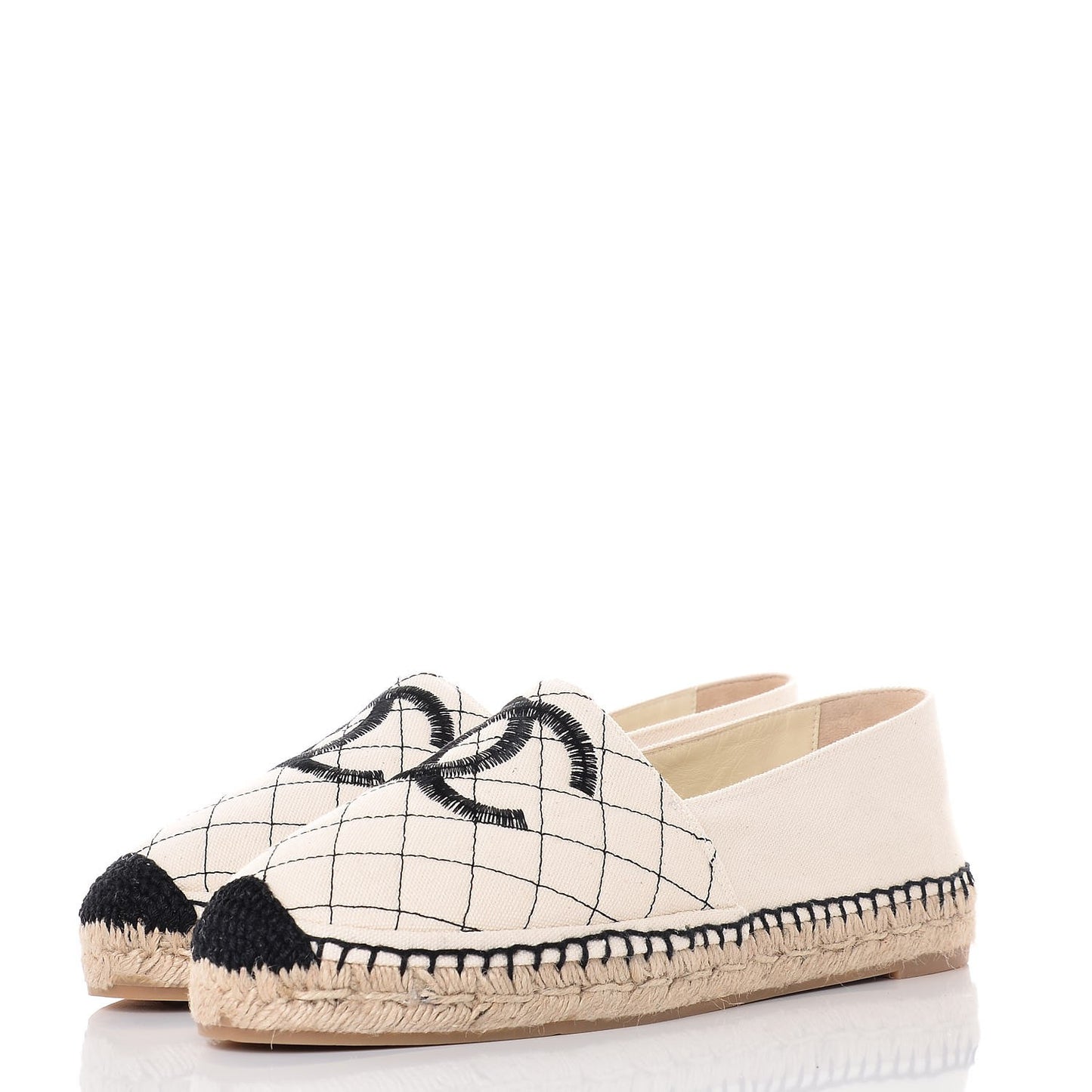 Fabric Biarritz CC Espadrilles 40 Beige Black