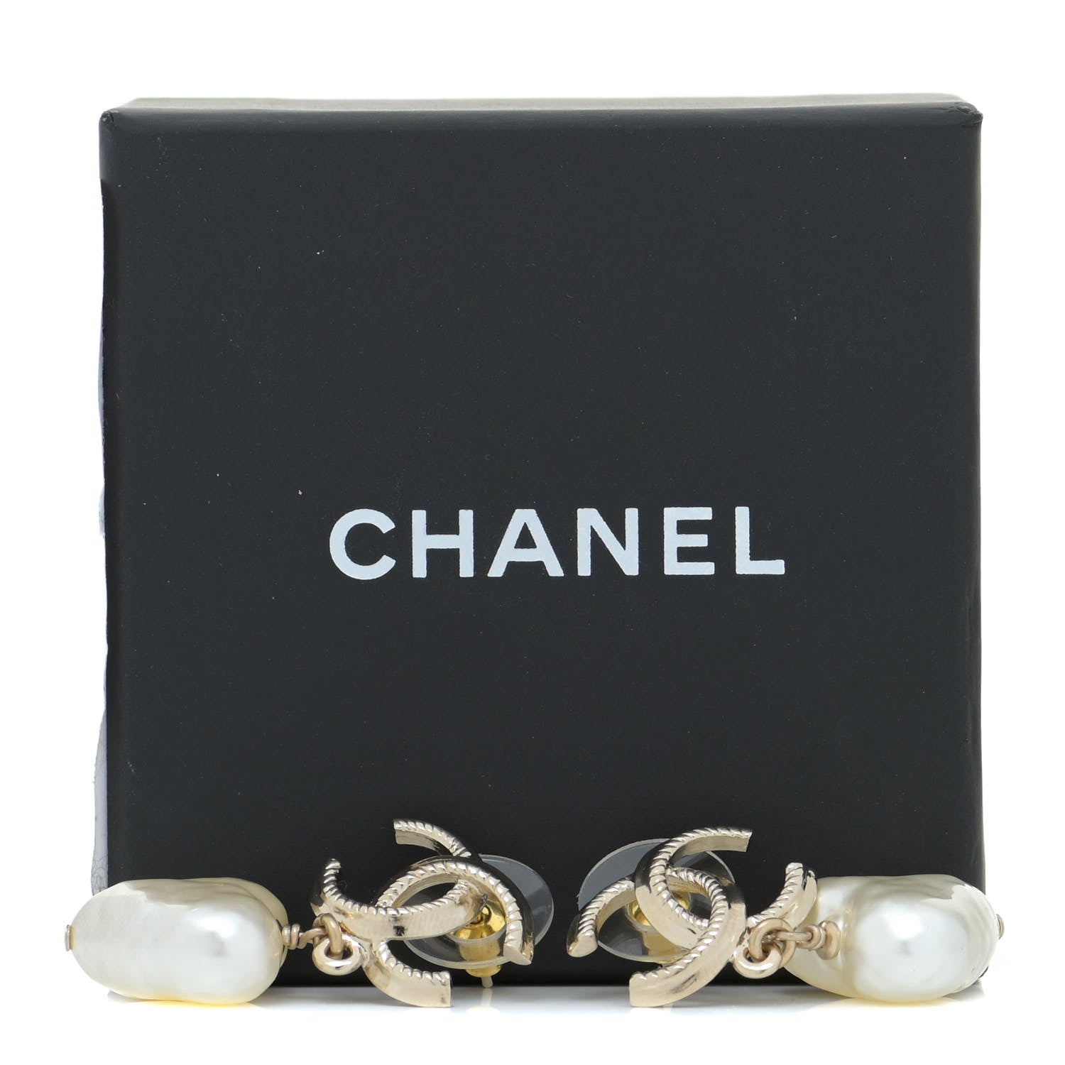 Chanel Pearl CC Heart Drop Earrings Gold 5 of 5