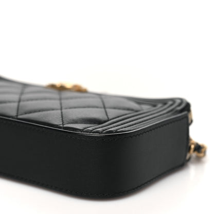 Chanel Lambskin Quilted Small Boy Clutch With Chain Black 11 of 12