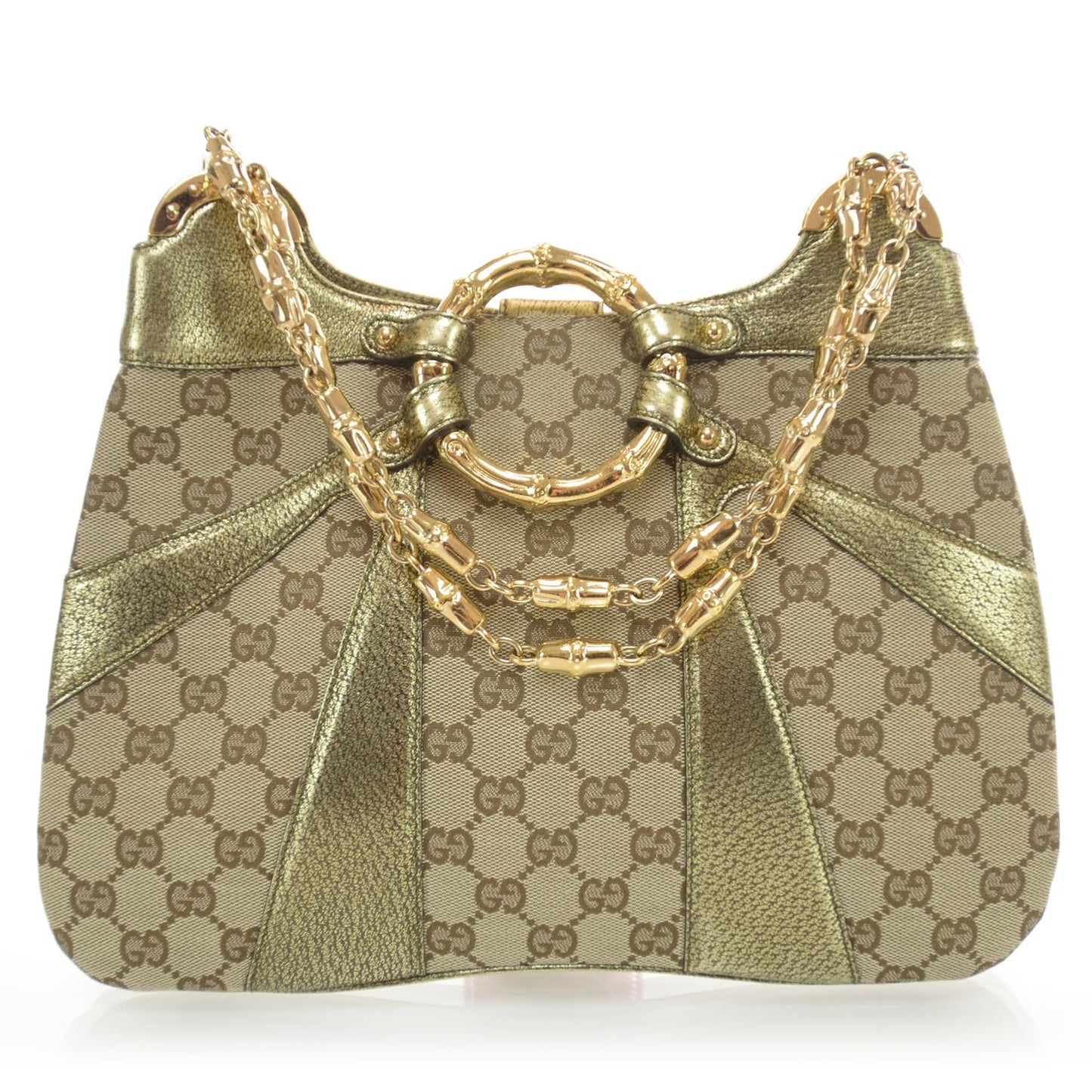 Monogram Bamboo Chain Shoulder Bag Metallic