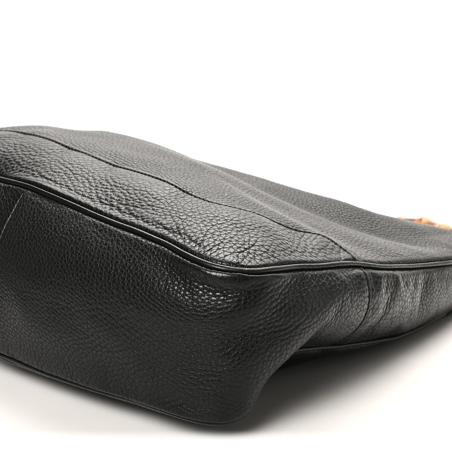 Pebbled Calfskin Medium Diana Bamboo Shoulder Bag Black