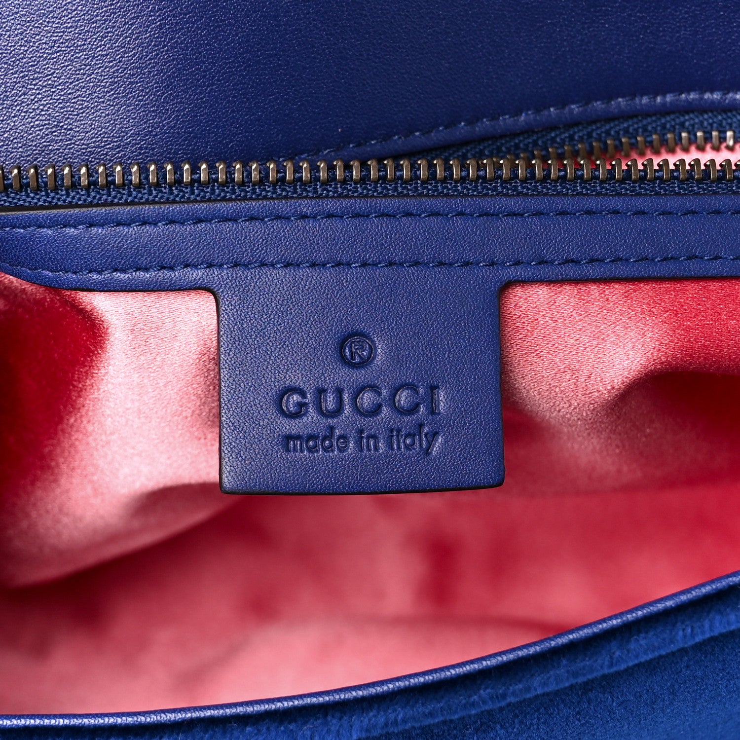 Gucci Velvet Matelasse Small GG Marmont Shoulder Bag Cobalt Blue 7 of 12
