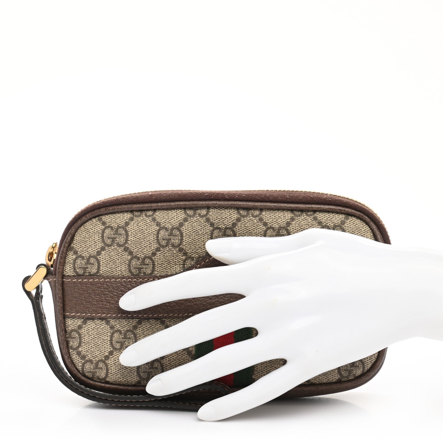 Gucci GG Supreme Monogram Ophidia Phone Case Wristlet Brown 2 of 8