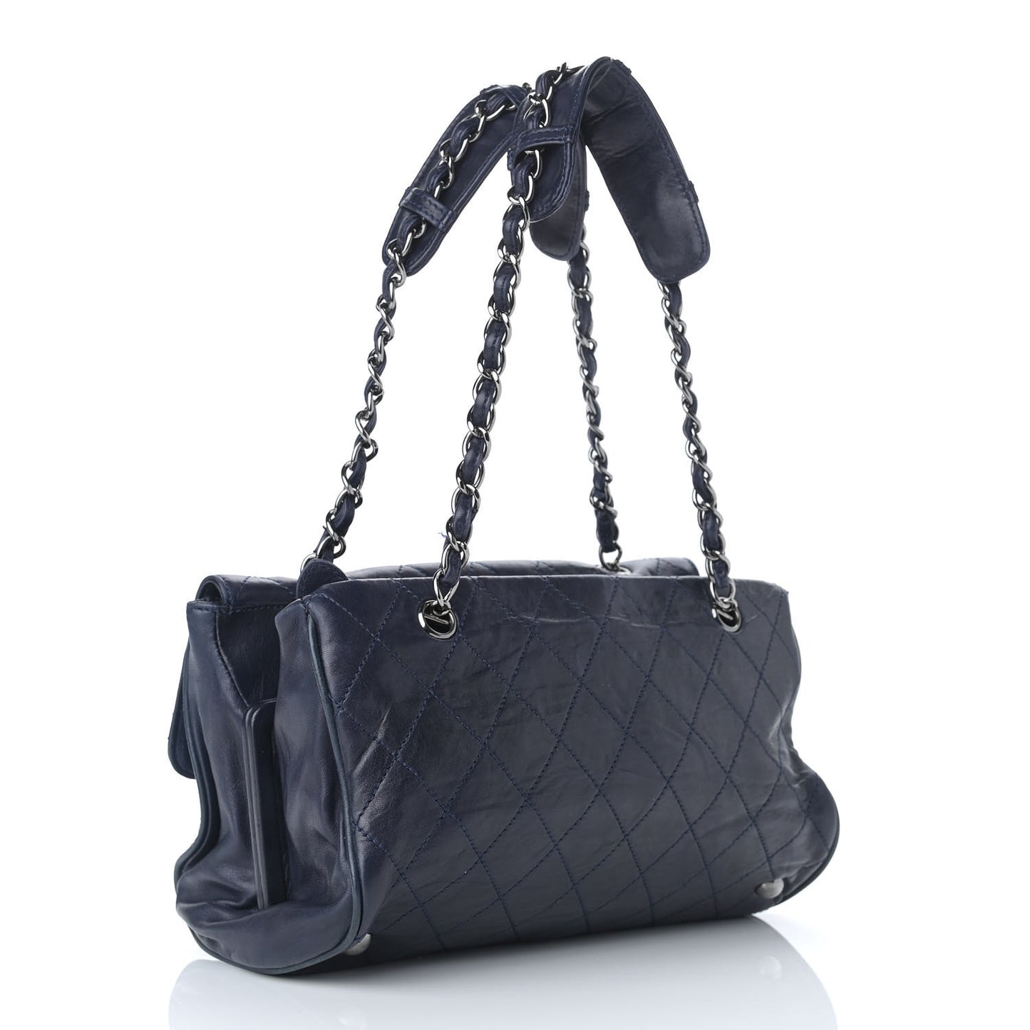 Lambskin Quilted Ritz Flap Bag Navy