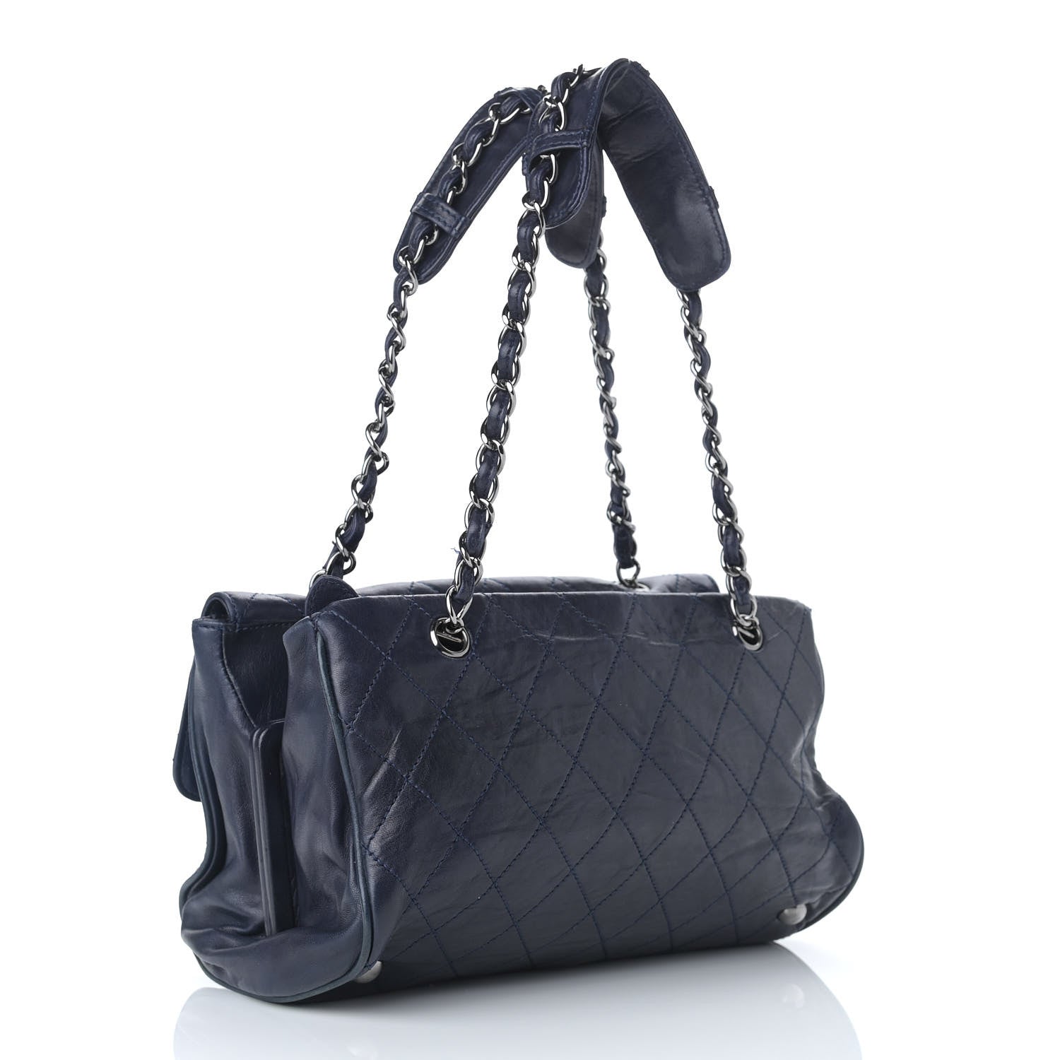 Chanel Lambskin Quilted Ritz Flap Bag Navy 3 of 10