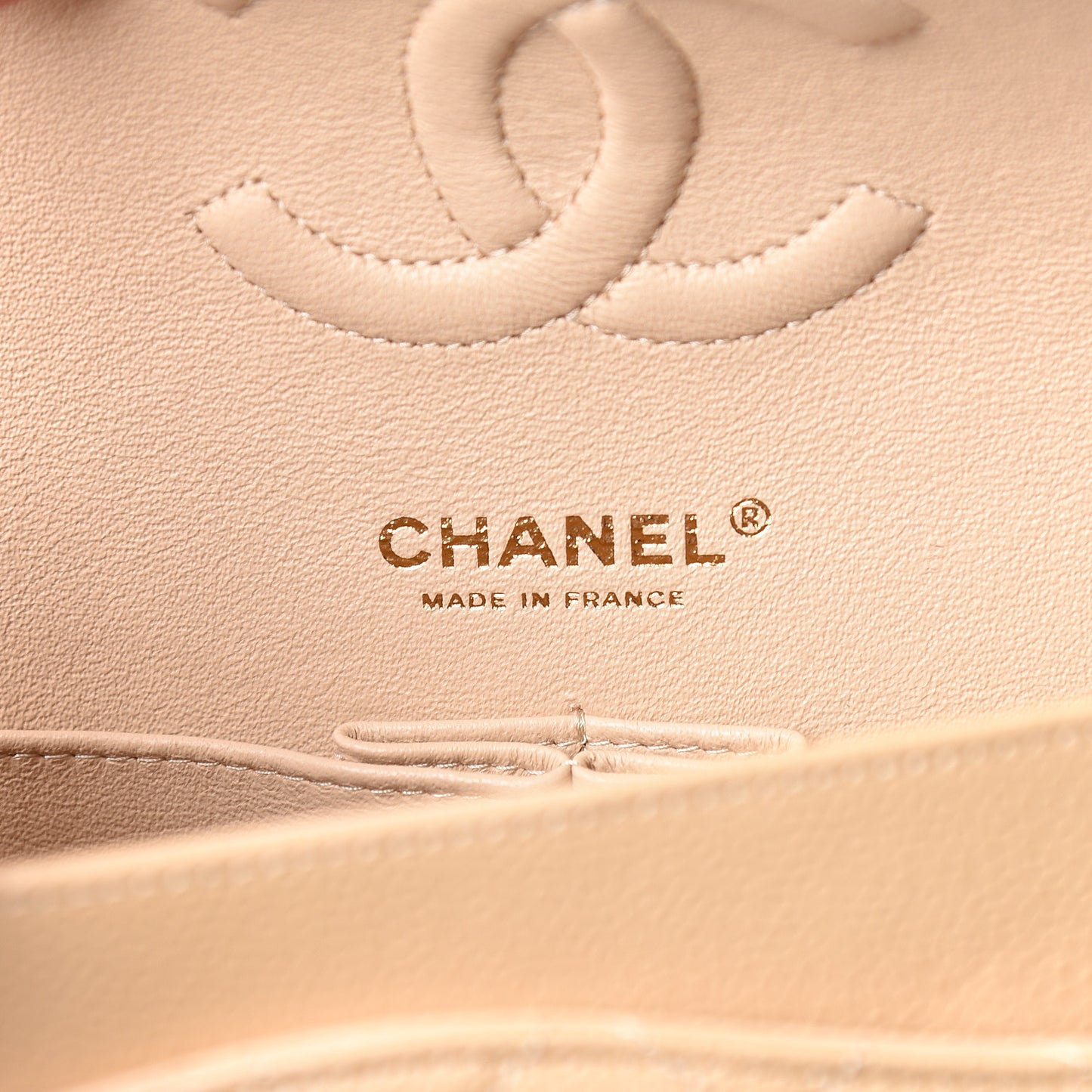 Caviar Quilted Medium Double Flap Light Beige