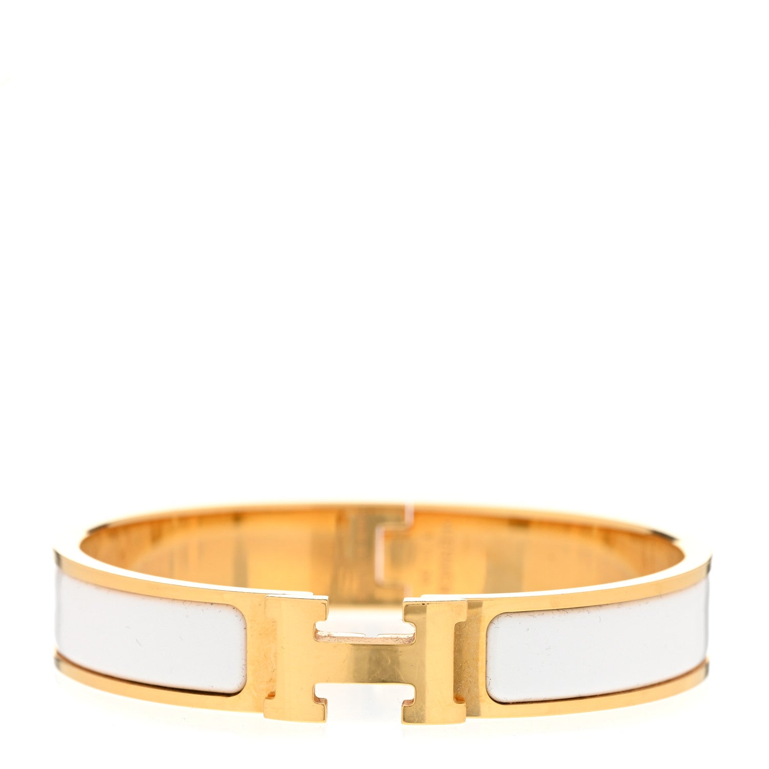 Hermes Enamel Narrow Clic Clac H Bracelet PM White 1 of 5