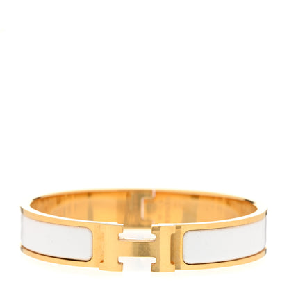 Hermes Enamel Narrow Clic Clac H Bracelet PM White 1 of 5