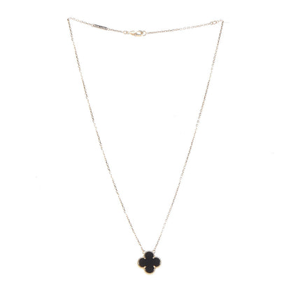 Van Cleef & Arpels 18K Yellow Gold Black Onyx Vintage Alhambra Pendant Necklace 3 of 9
