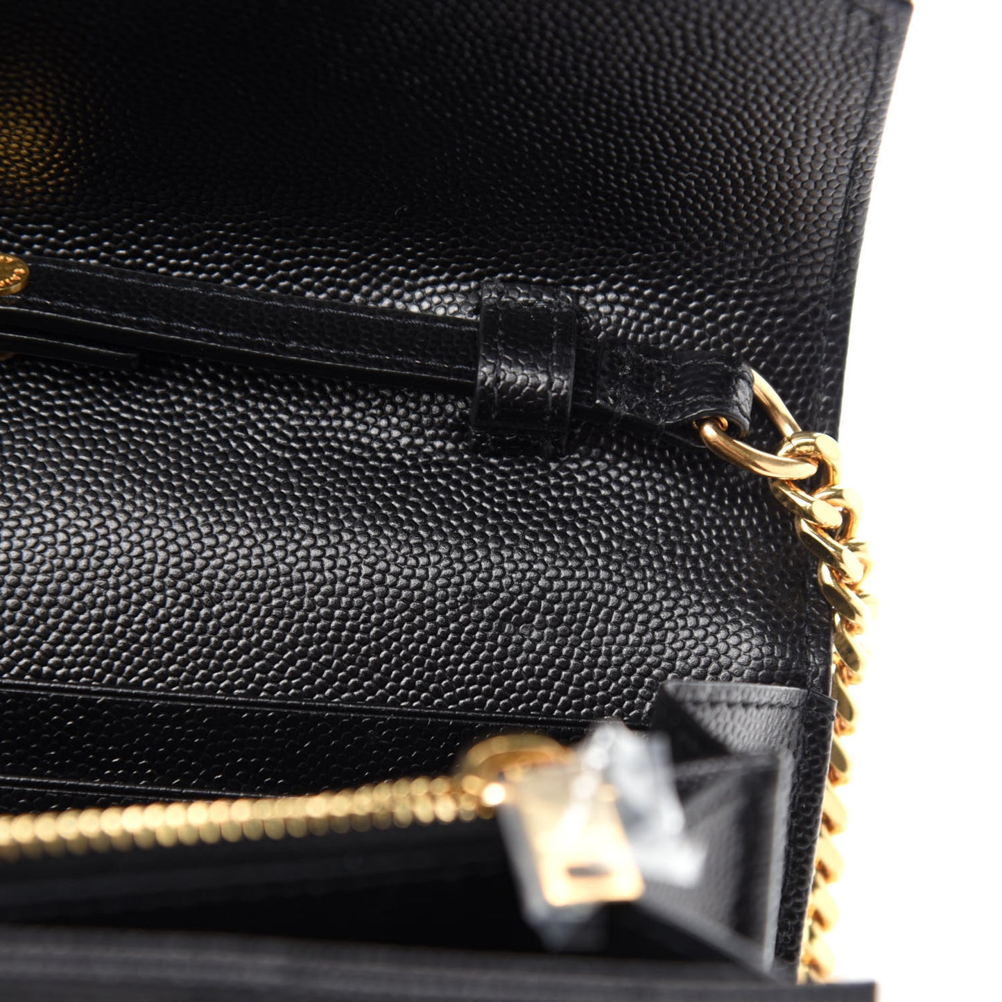 Grain De Poudre Matelasse Chevron Monogram Chain Wallet Black