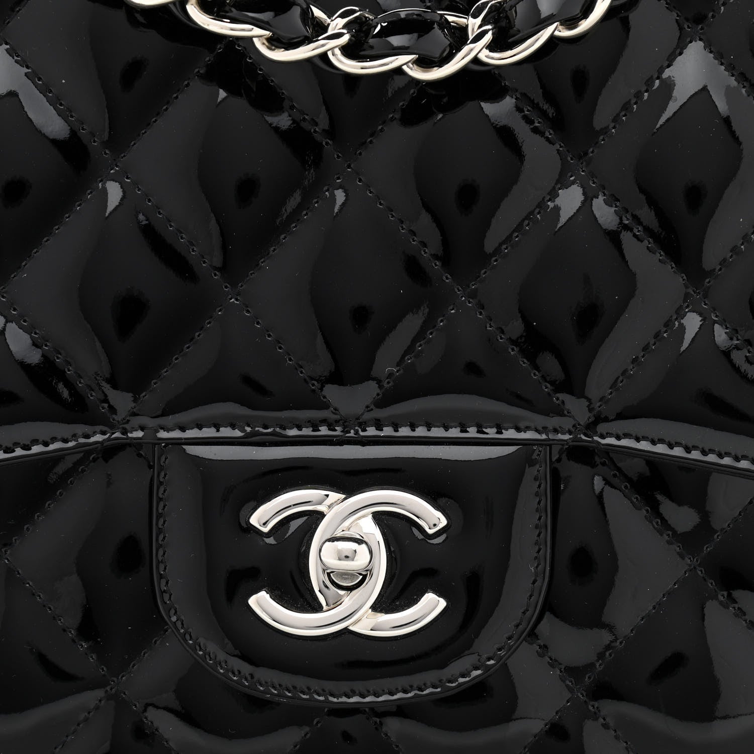 Chanel Patent Quilted Jumbo Double Flap Black 8 of 11