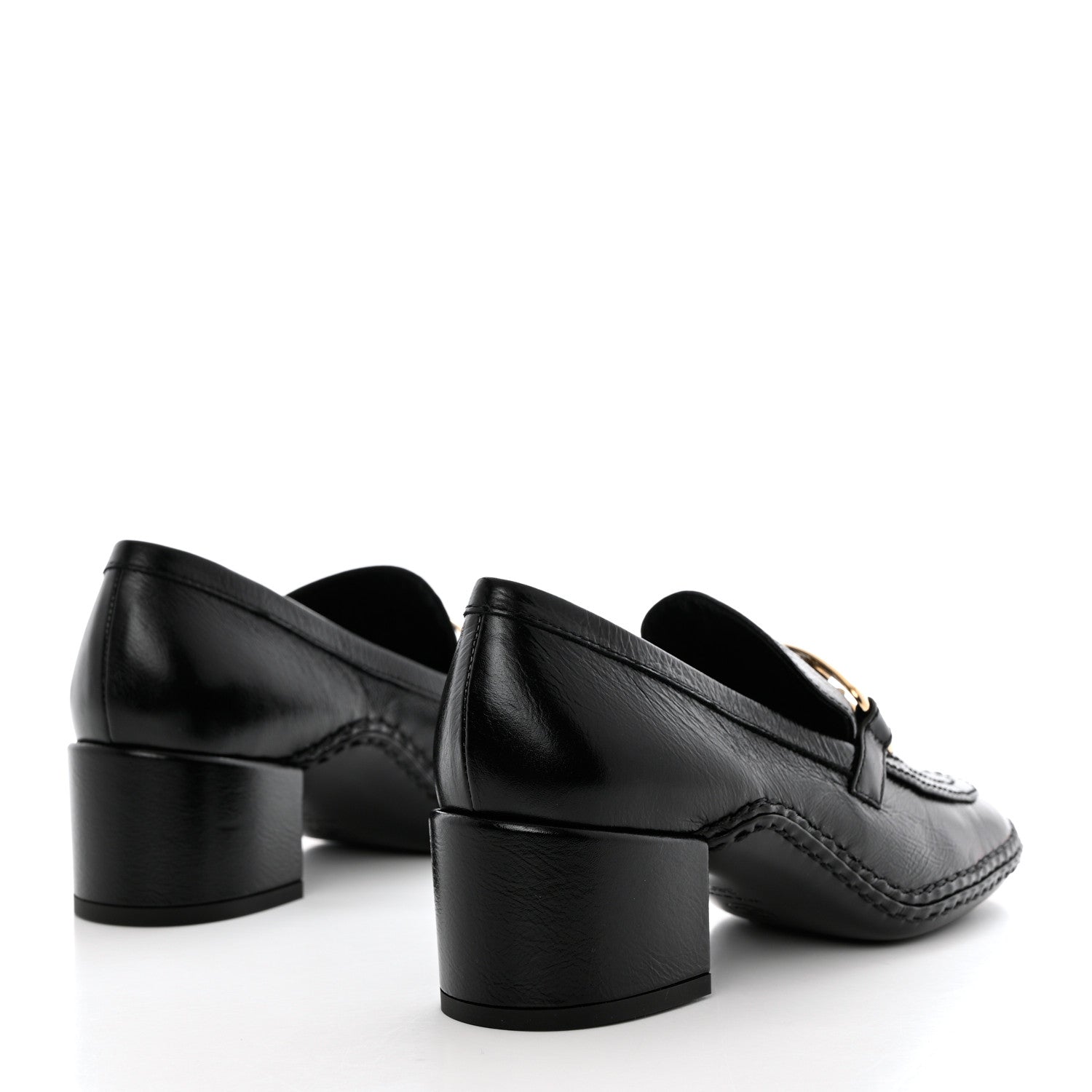 Chanel Shiny Calfskin Metal CC Loafers 36.5 Black 4 of 9