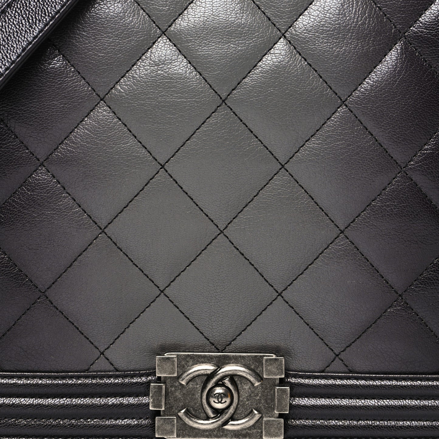 Goatskin Ombre Faded Quilted Large Boy Flap Grey