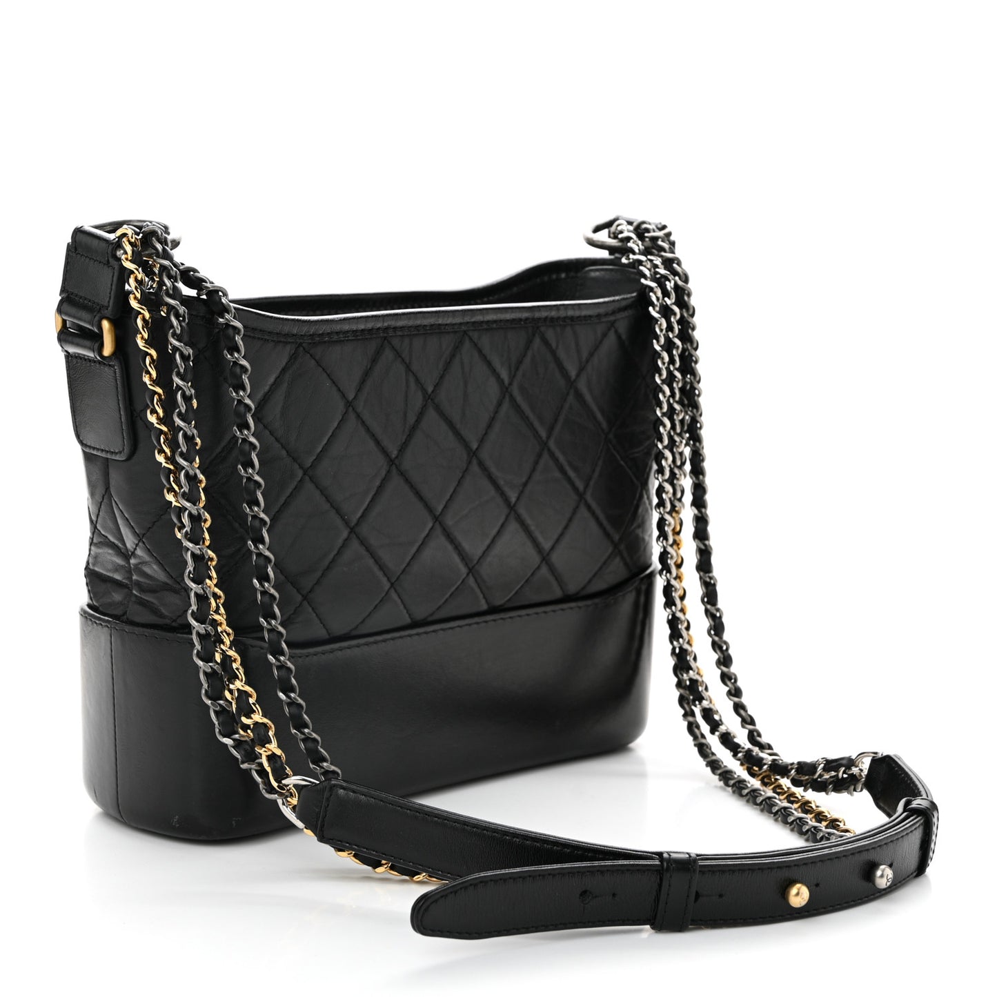 Aged Calfskin Quilted New Medium Gabrielle Hobo Black