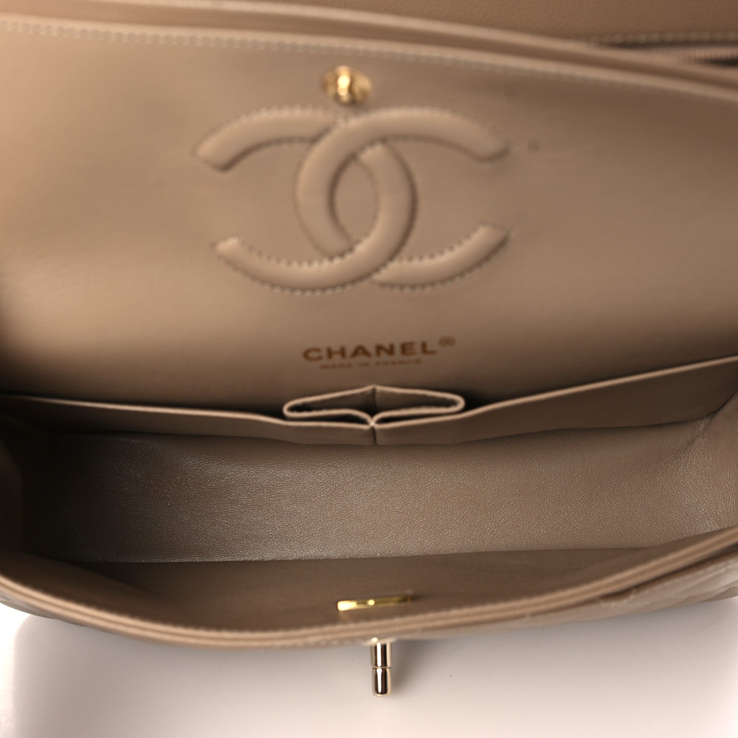 Chanel Caviar Quilted Medium Double Flap Dark Beige 5 of 10