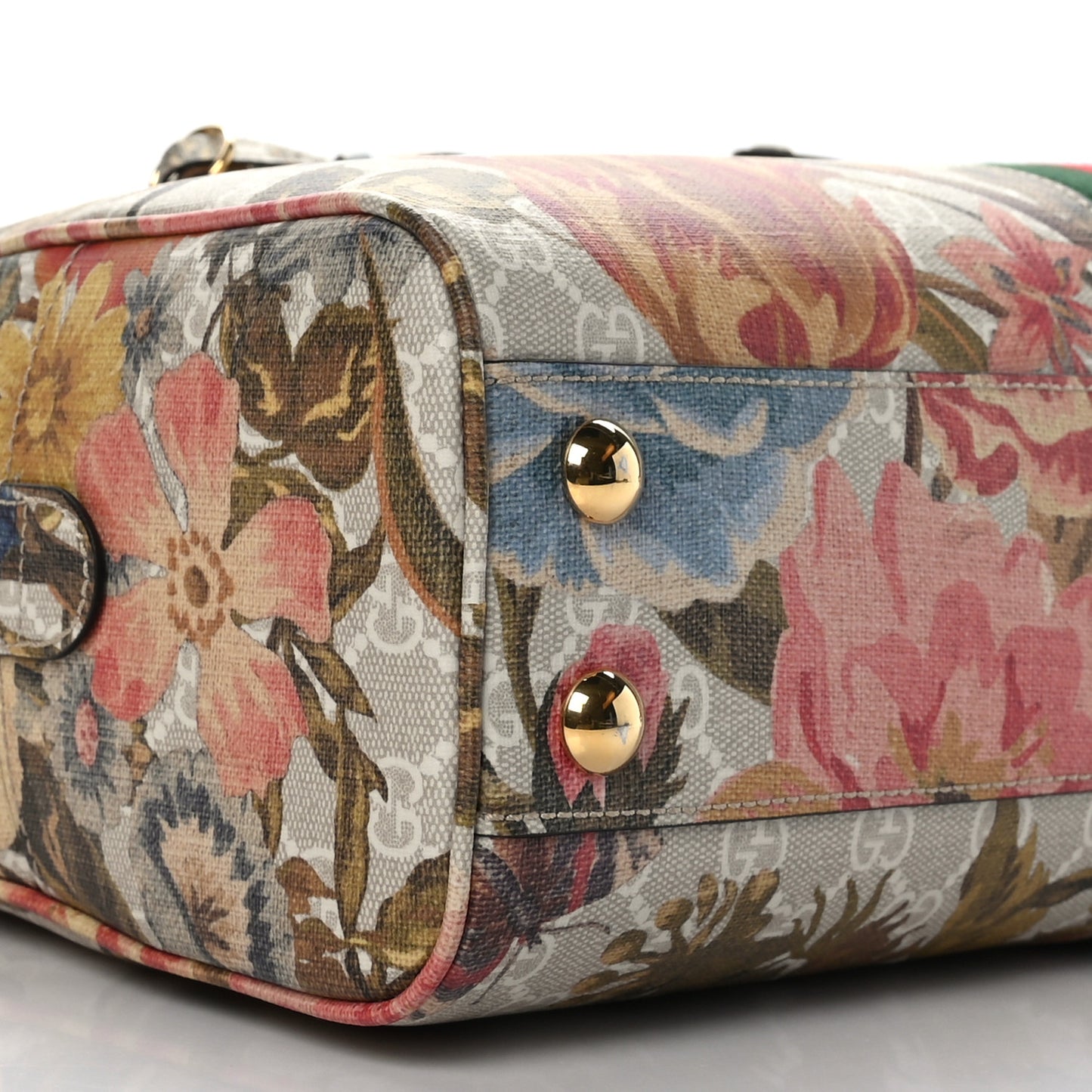 GG Supreme Monogram Water Flora Web Medium Ophidia Top Handle Duffle Bag White Multicolor