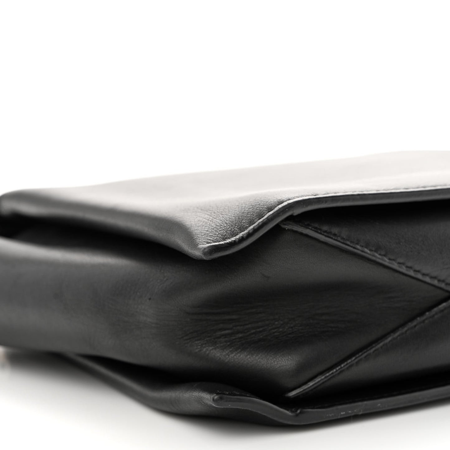 Smooth Calfskin Tri-Fold Clutch on Chain Black