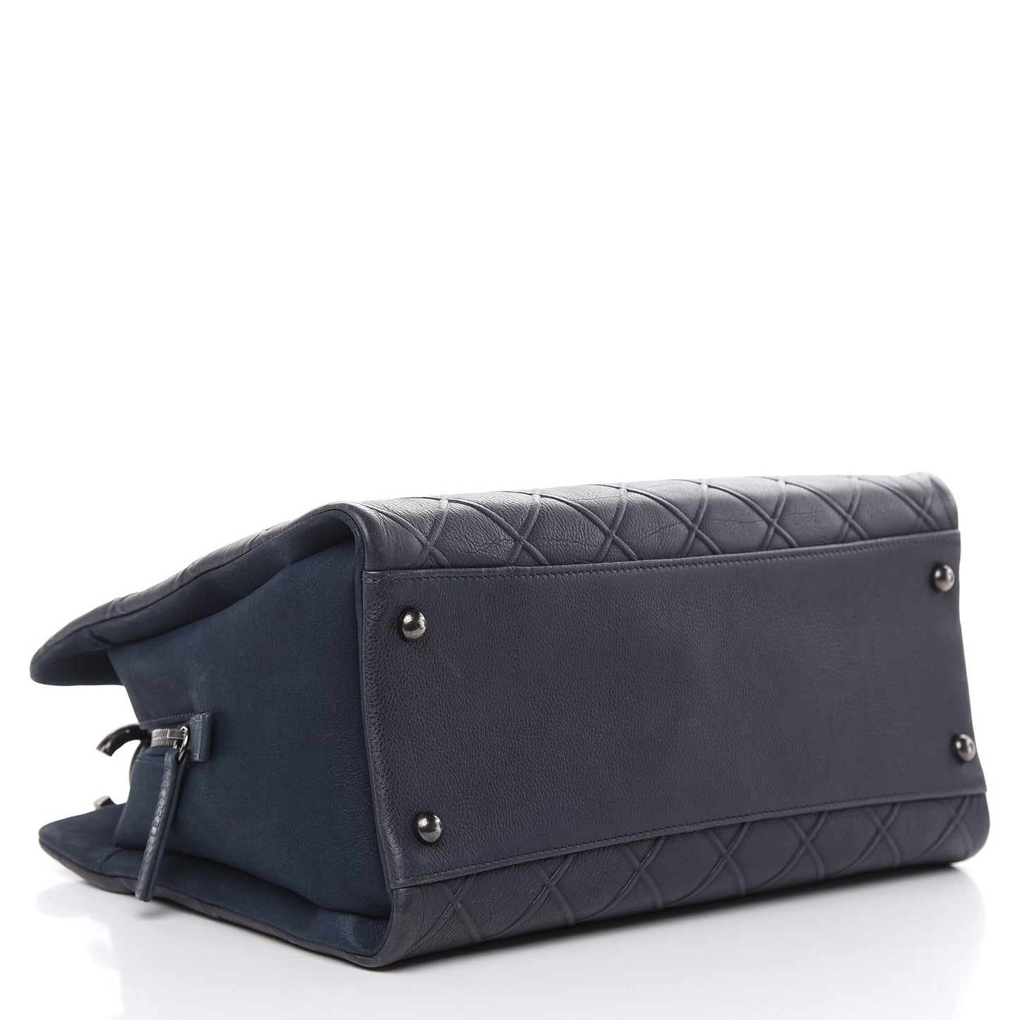 Calfskin Diamond Embossed Large CC Zip Shopping Tote Blue