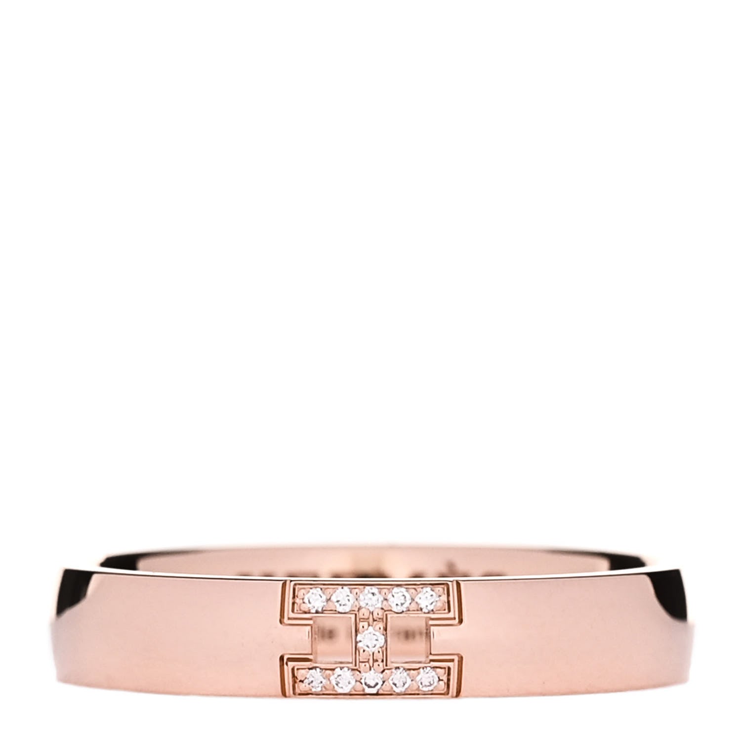 Hermes 18K Rose Gold Diamond Ever Herakles Wedding Band Ring 54 6.75 1 of 5