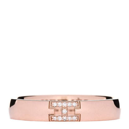 Hermes 18K Rose Gold Diamond Ever Herakles Wedding Band Ring 54 6.75 1 of 5
