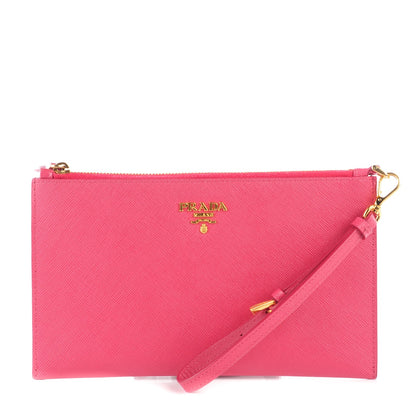 Prada Saffiano Flat Zip Wristlet Peonia 1 of 9