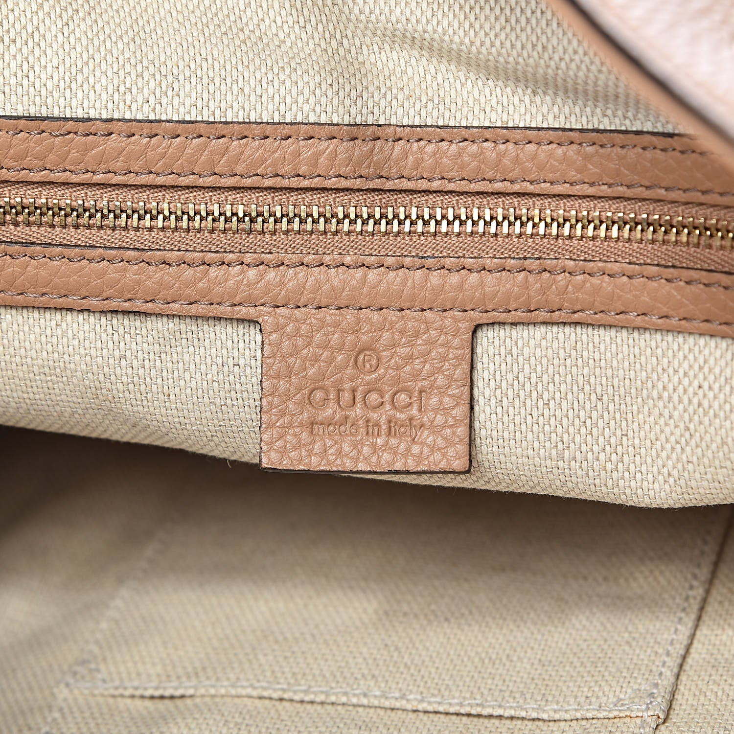 Gucci Pebbled Calfskin Medium Soho Chain Shoulder Bag Rose Beige 6 of 10