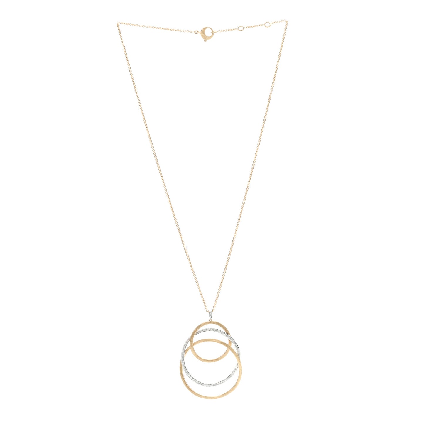 18K Yellow White Gold Diamond Jaipur Circle Link Pendant Necklace