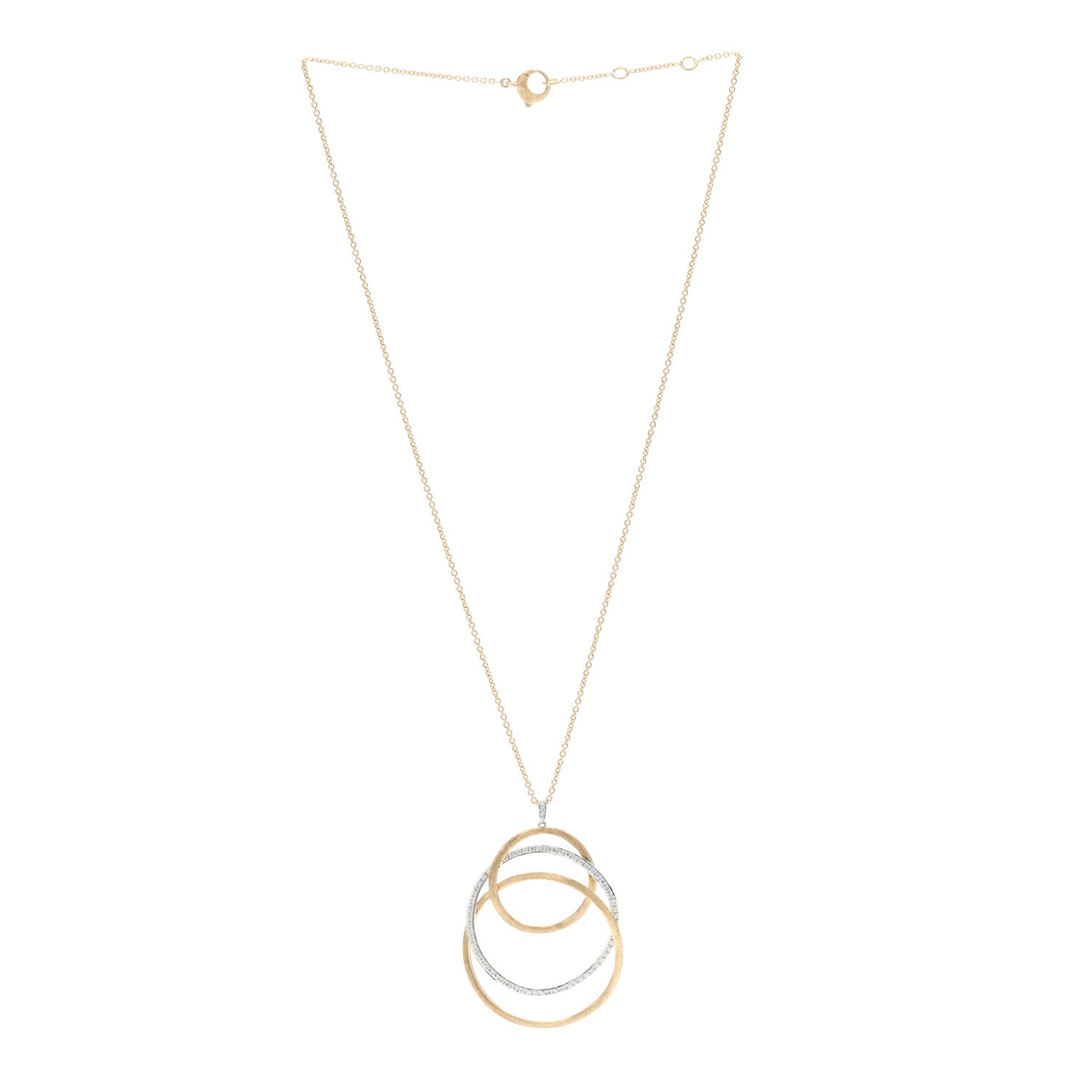 Marco Bicego 18K Yellow White Gold Diamond Jaipur Circle Link Pendant Necklace 3 of 5