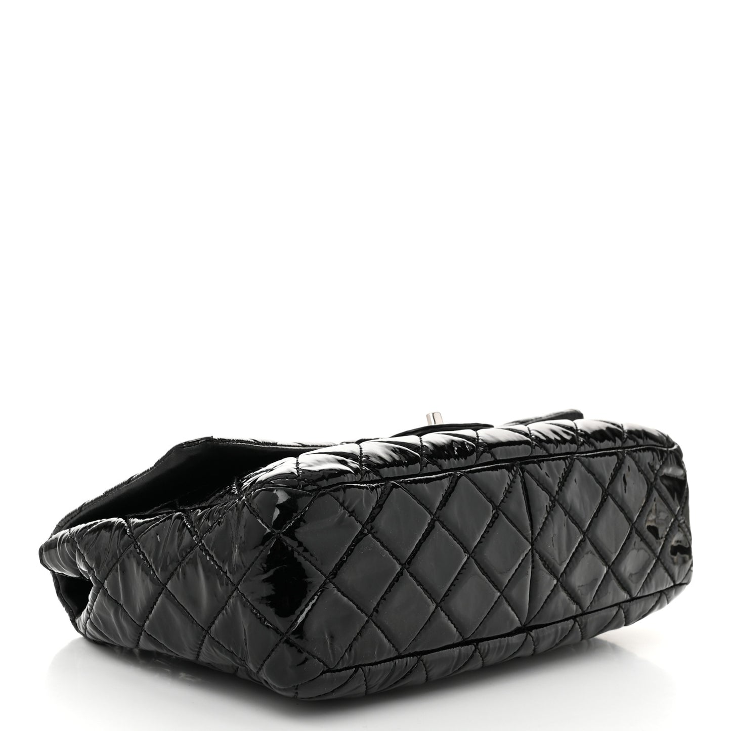 Patent Quilted Jumbo Single Flap Black