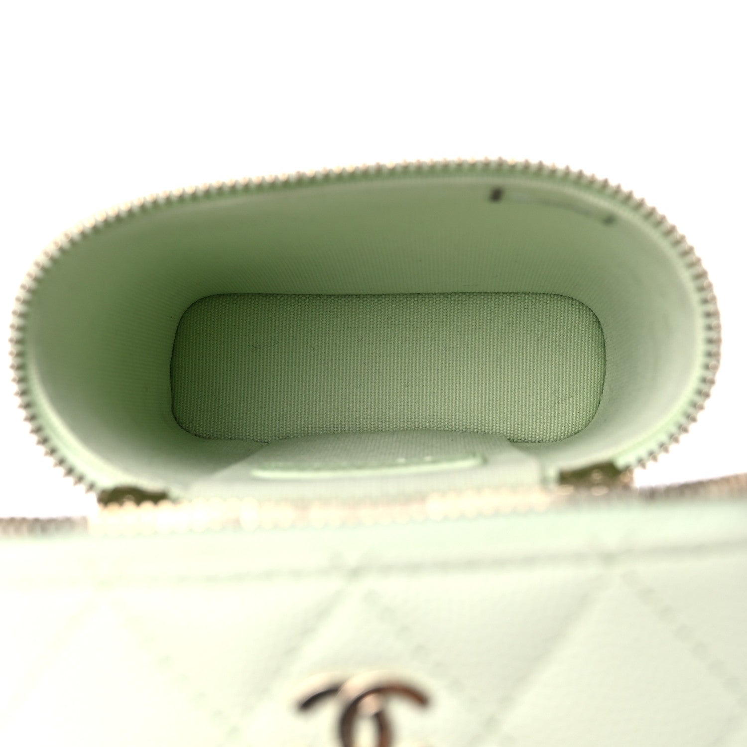 Chanel Caviar Quilted Phone Holder With Chain Light Green 5 of 11