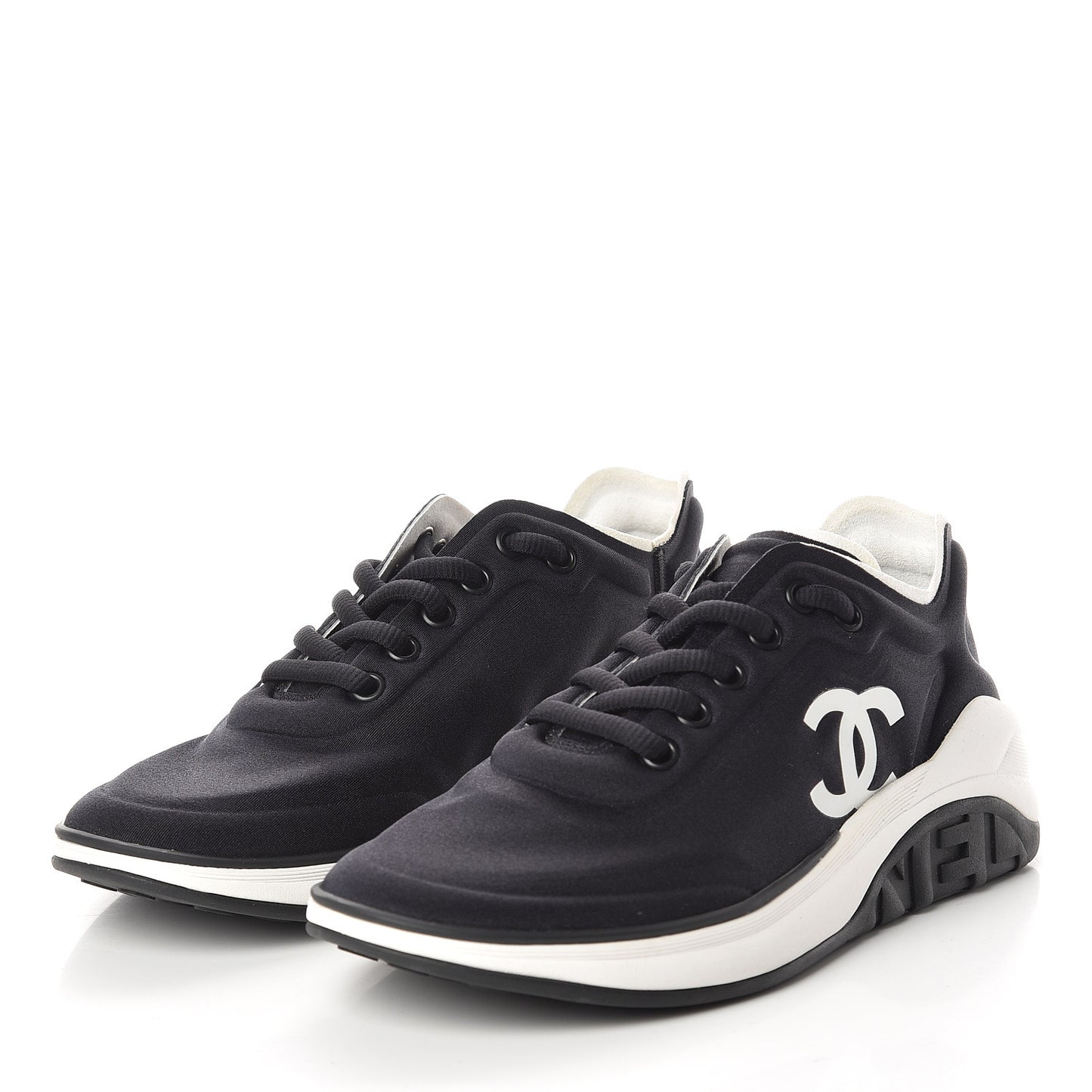 Calfskin Mesh Lycra Sneakers 35.5 Black