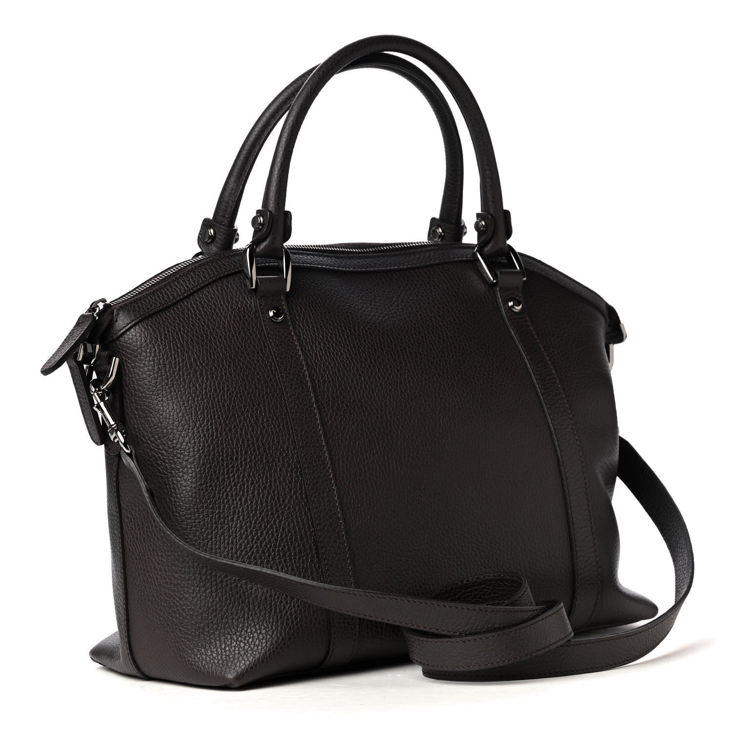 Gucci Pebbled Calfskin Medium GG Convertible Dome Satchel Dark Brown 2 of 4